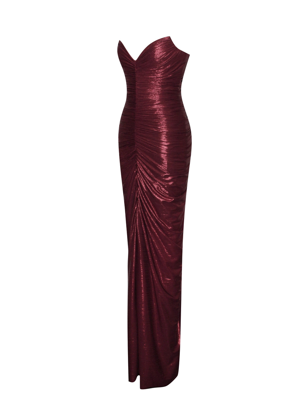 Sable Ruched Burgundy Glitter Mermaid Gown - HOUSE OF SHE