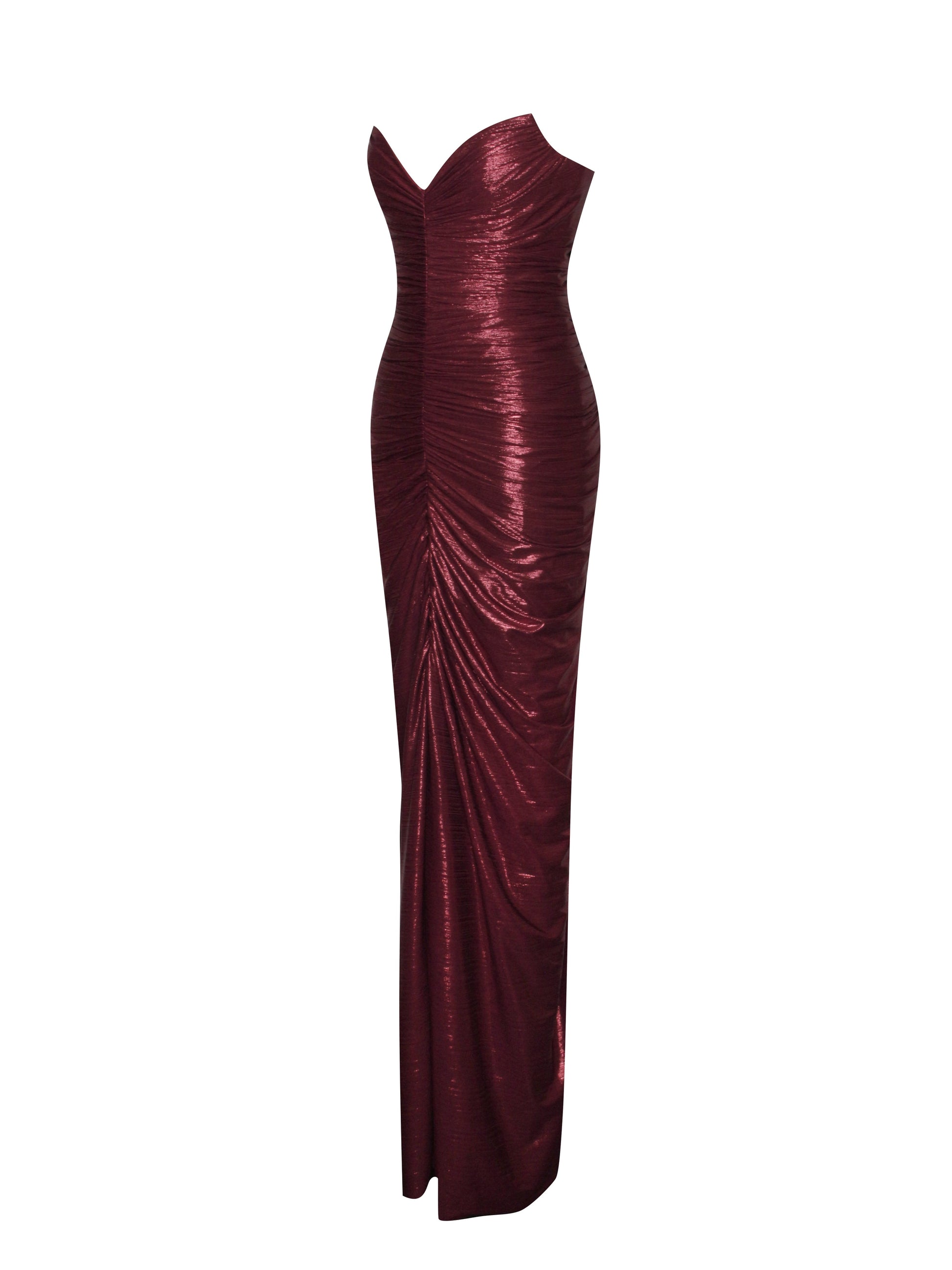 Sable Ruched Burgundy Glitter Mermaid Gown - HOUSE OF SHE