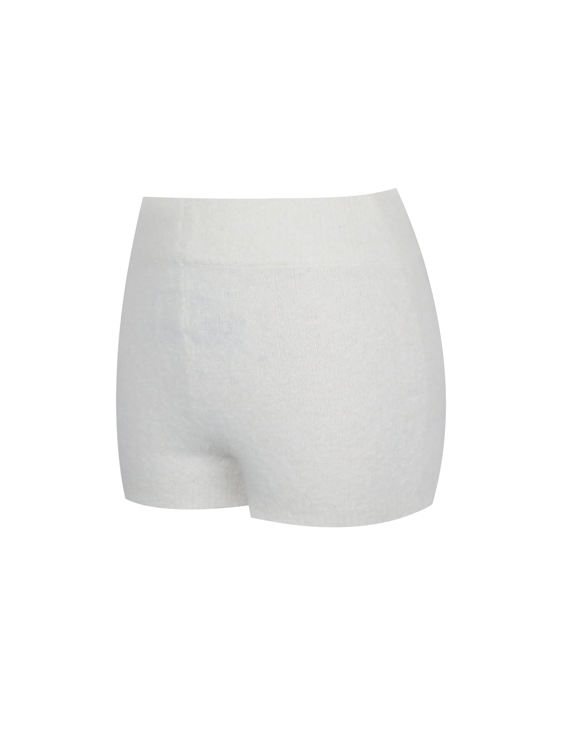 Sera White Wool-Blend Ribbed Knit Mini Shorts