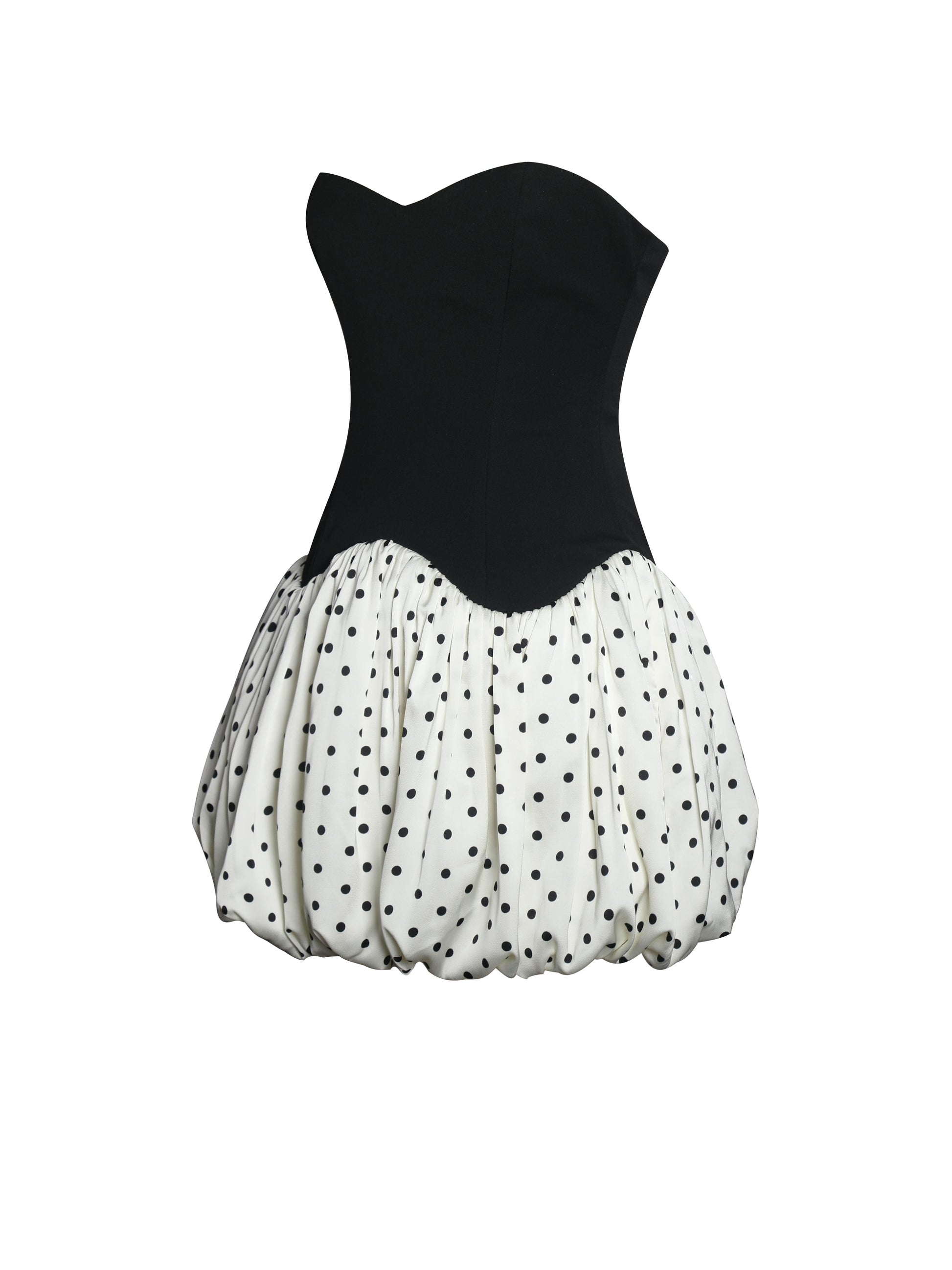 Dahliana Polka Dot Bubble Hem Corset Mini Dress
