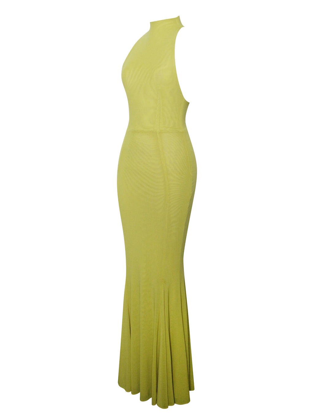 Irene Olive Green Mesh Turtleneck Dress - HOUSE OF SHE