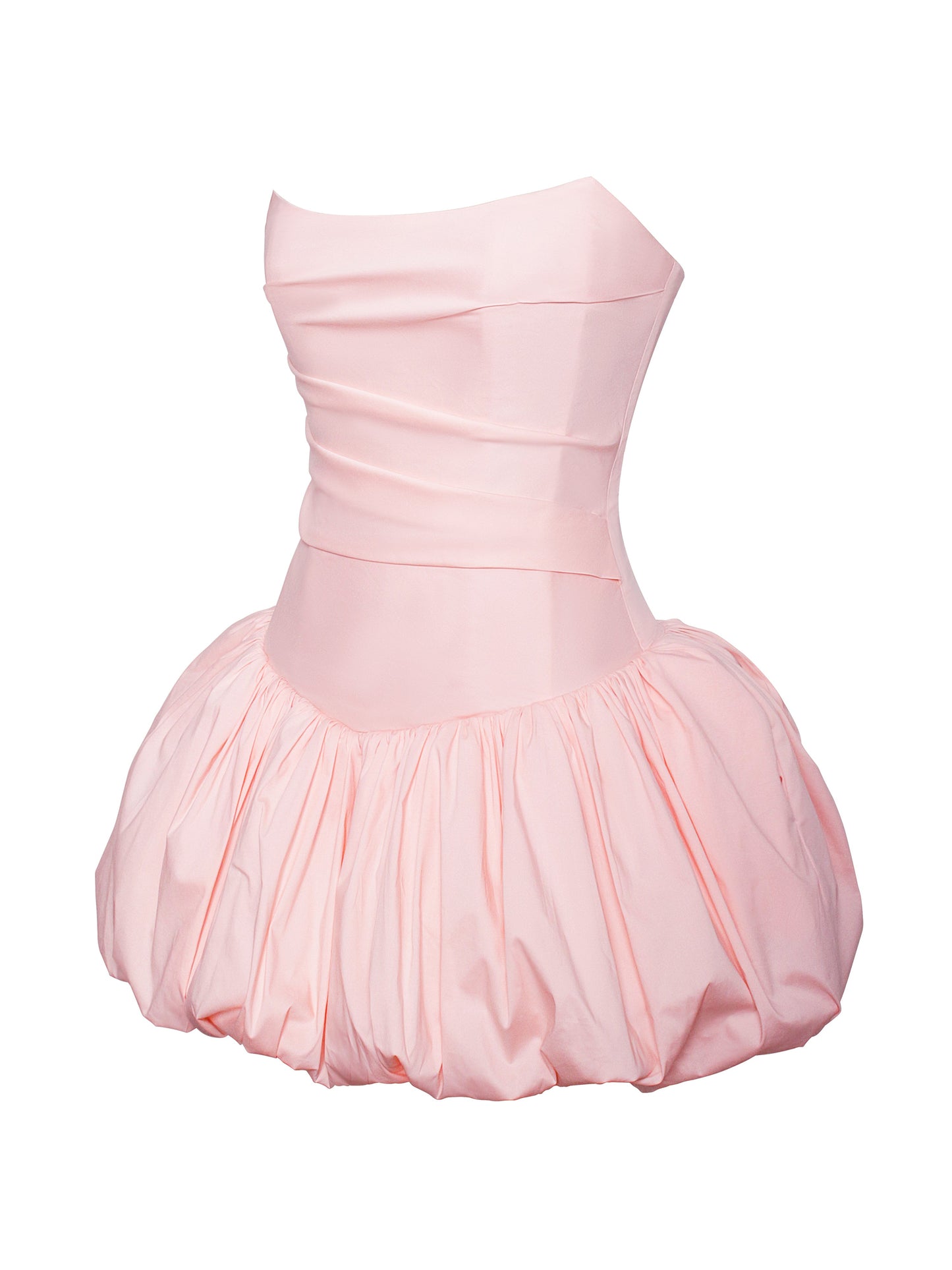 Oletta Pink Corset Strapless Bubble Mini Dress