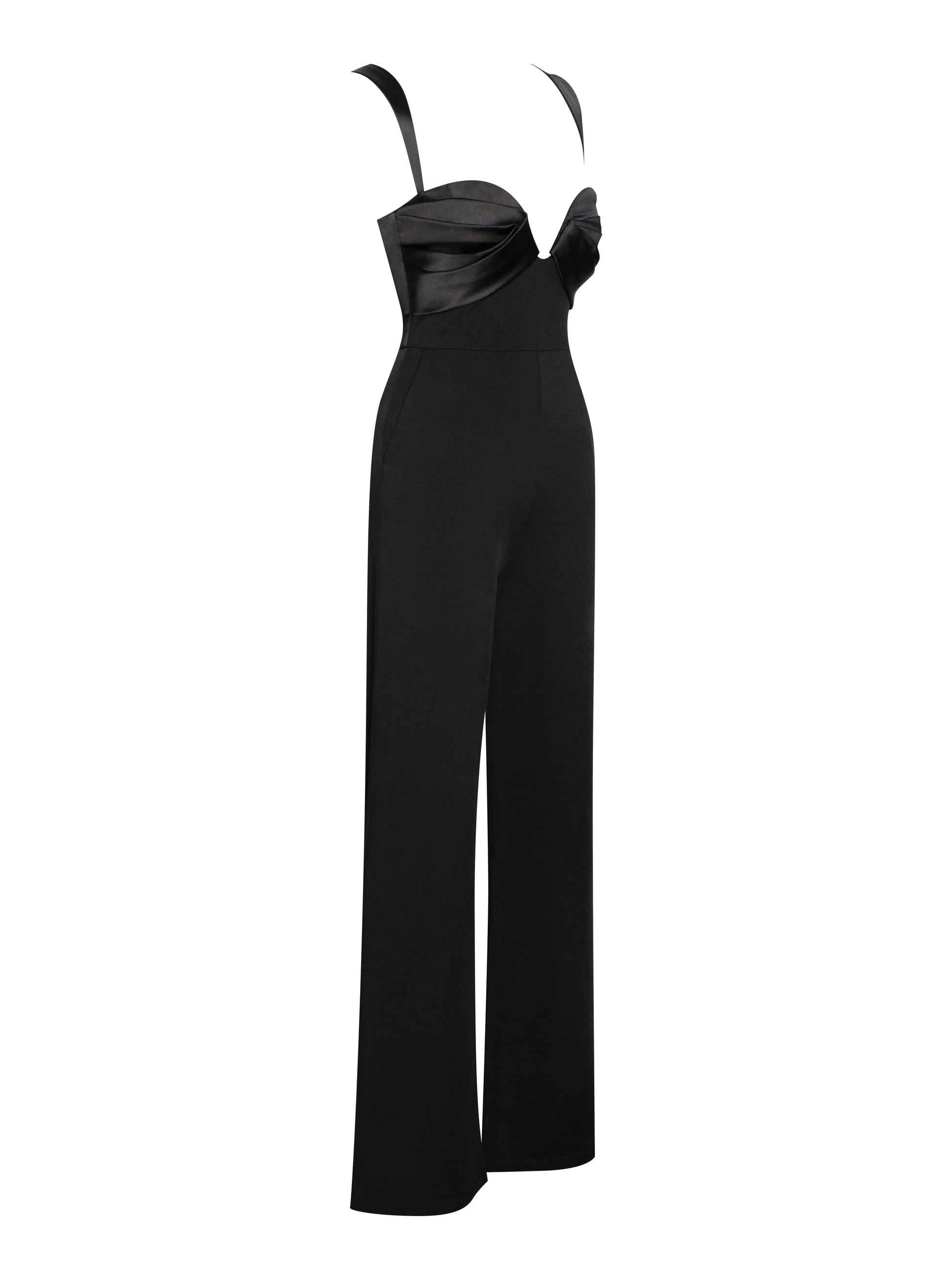 Onika Black Satin and Crepe Jumpsuit  HOUSE OF SHE