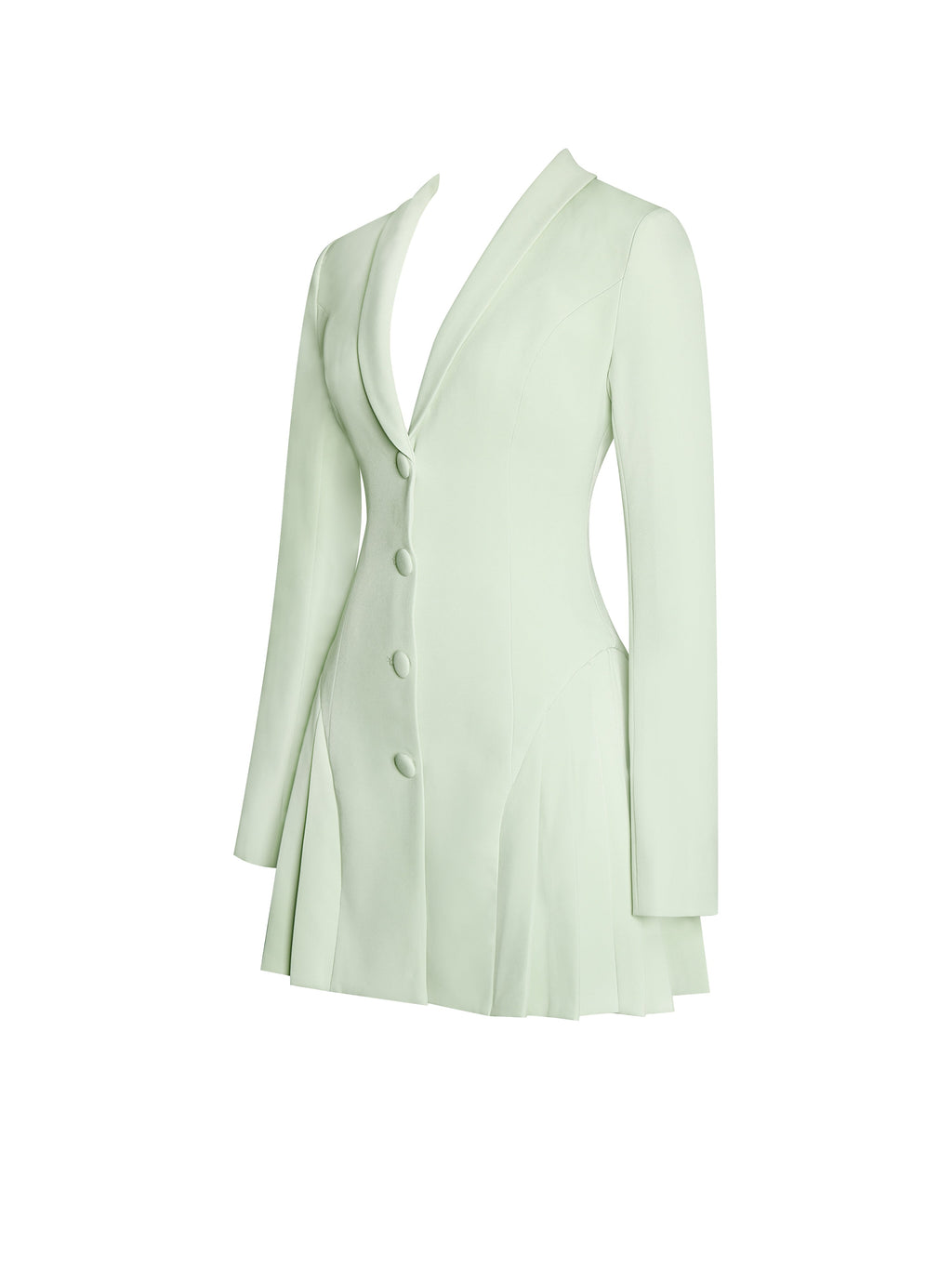 Delia Pistachio Green Blazer Dress with Pleated Detail - HOUSE OF SHE