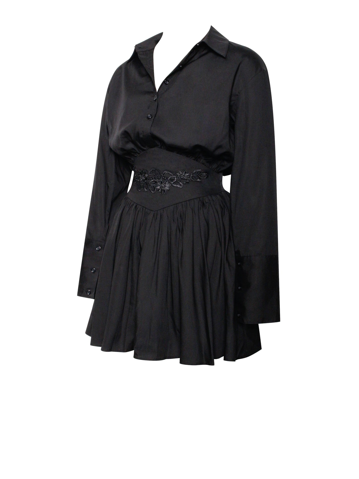 Jamila Black Shirt Mini Dress