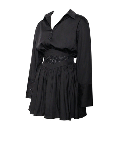 Jamila Black Shirt Mini Dress