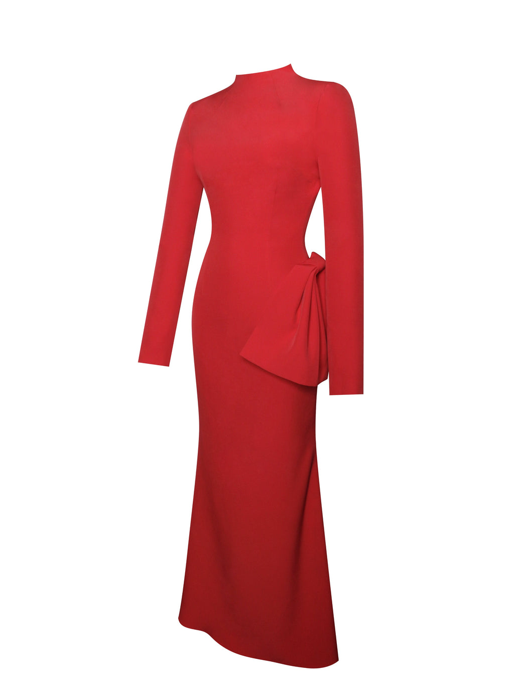 Radha Red Backless Longsleeve Maxi Dress with Bow  HOUSE OF SHE