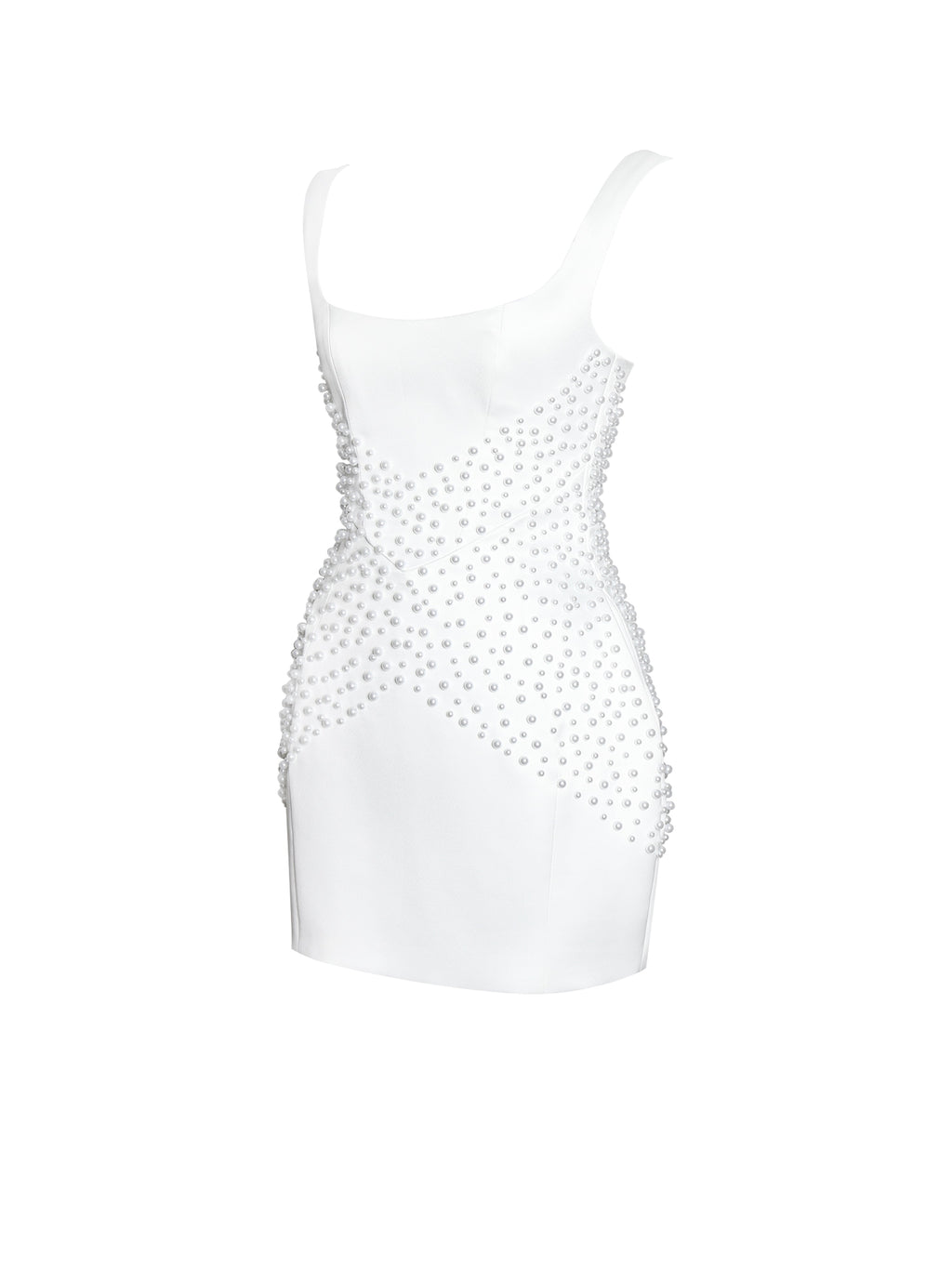 Tais Pearl Beaded Cocoon Shape Sleeveless Mini Dress - HOUSE OF SHE
