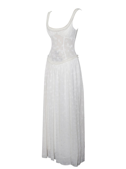 Lissa White High Slit Maxi Dress