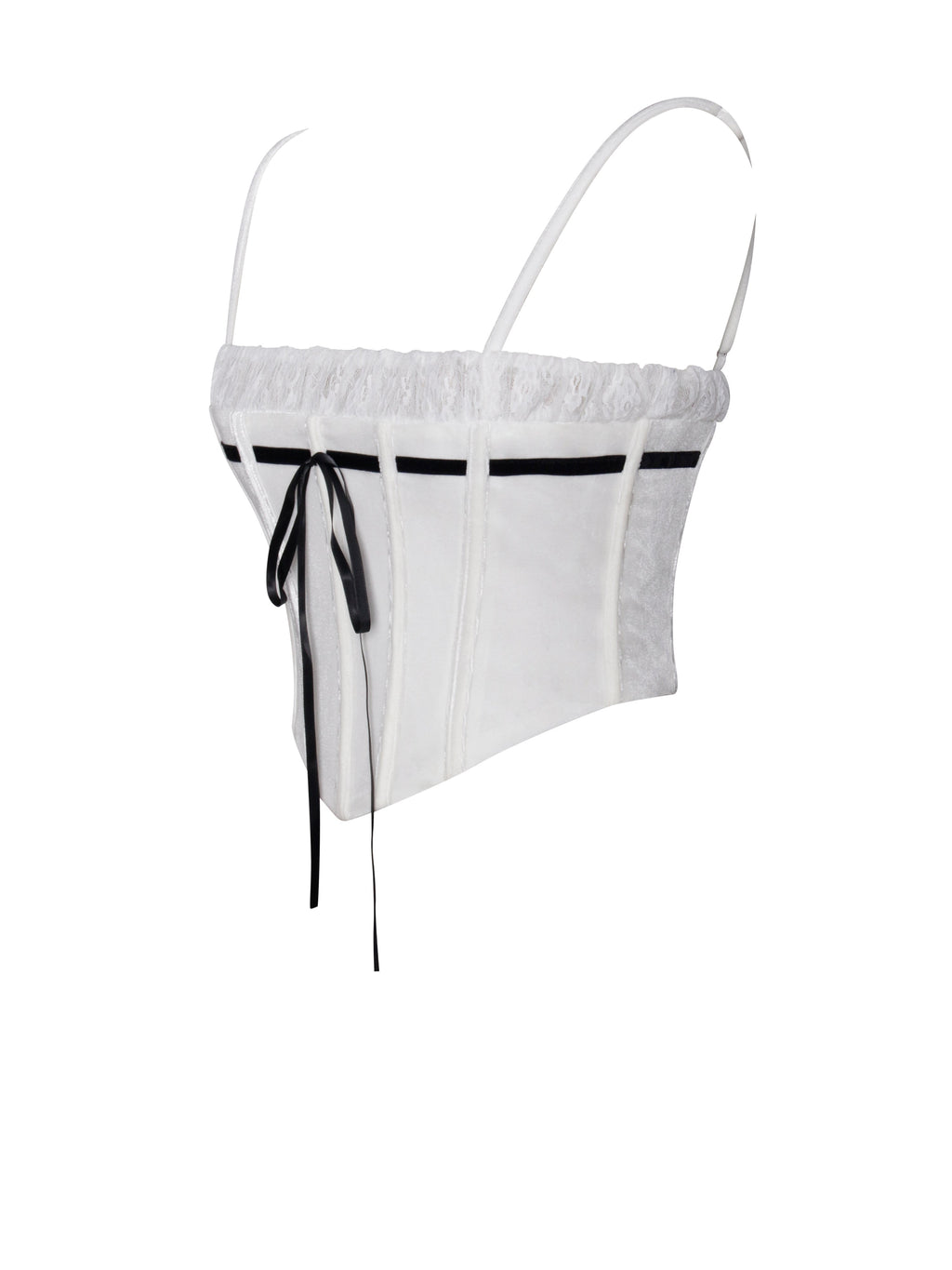 LondI White Velvet Corset Top With Lace Trim  HOUSE OF SHE