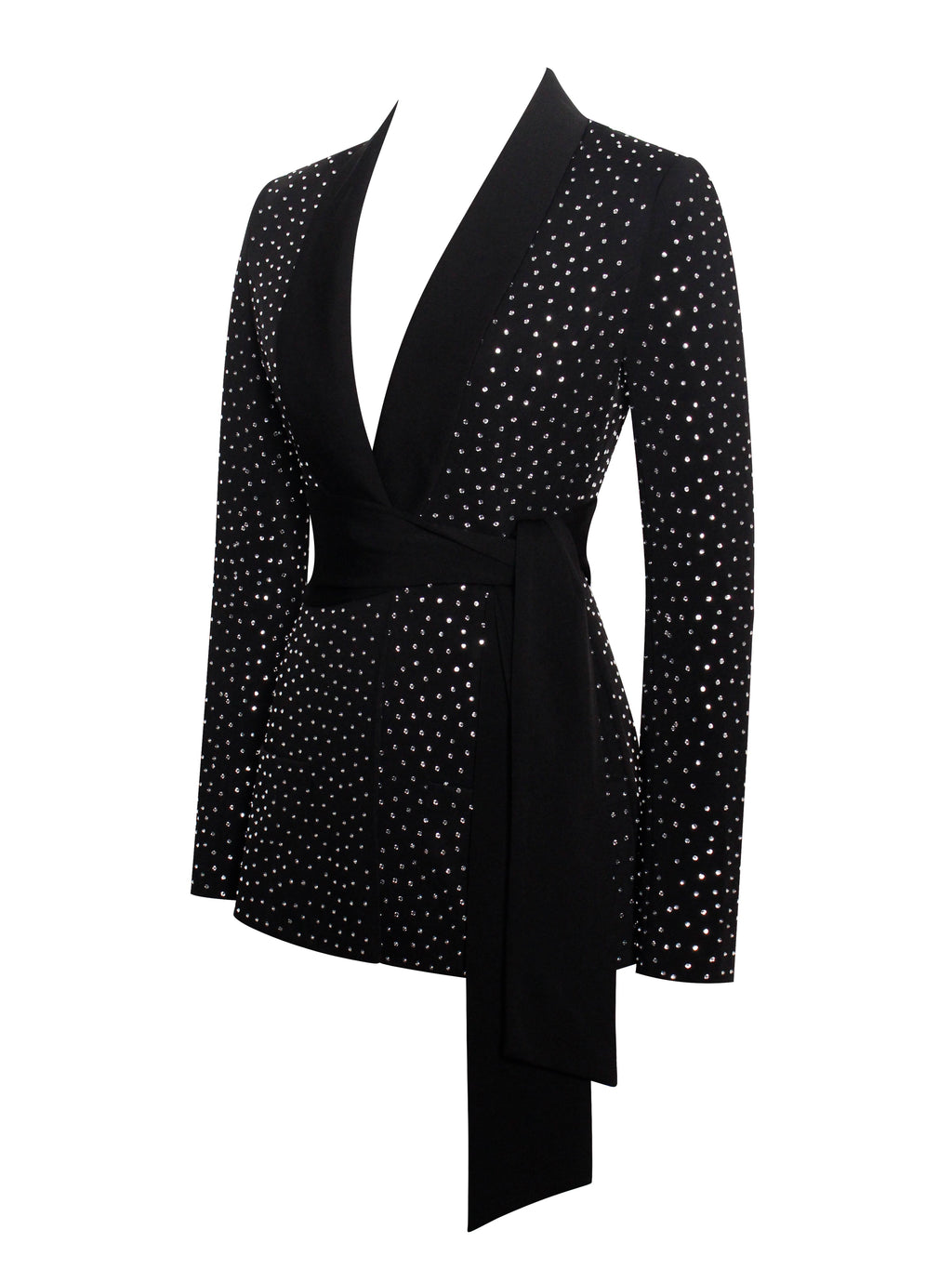 Visionary Crystal Embellished Black Blazer Jacket  HOUSE OF SHE