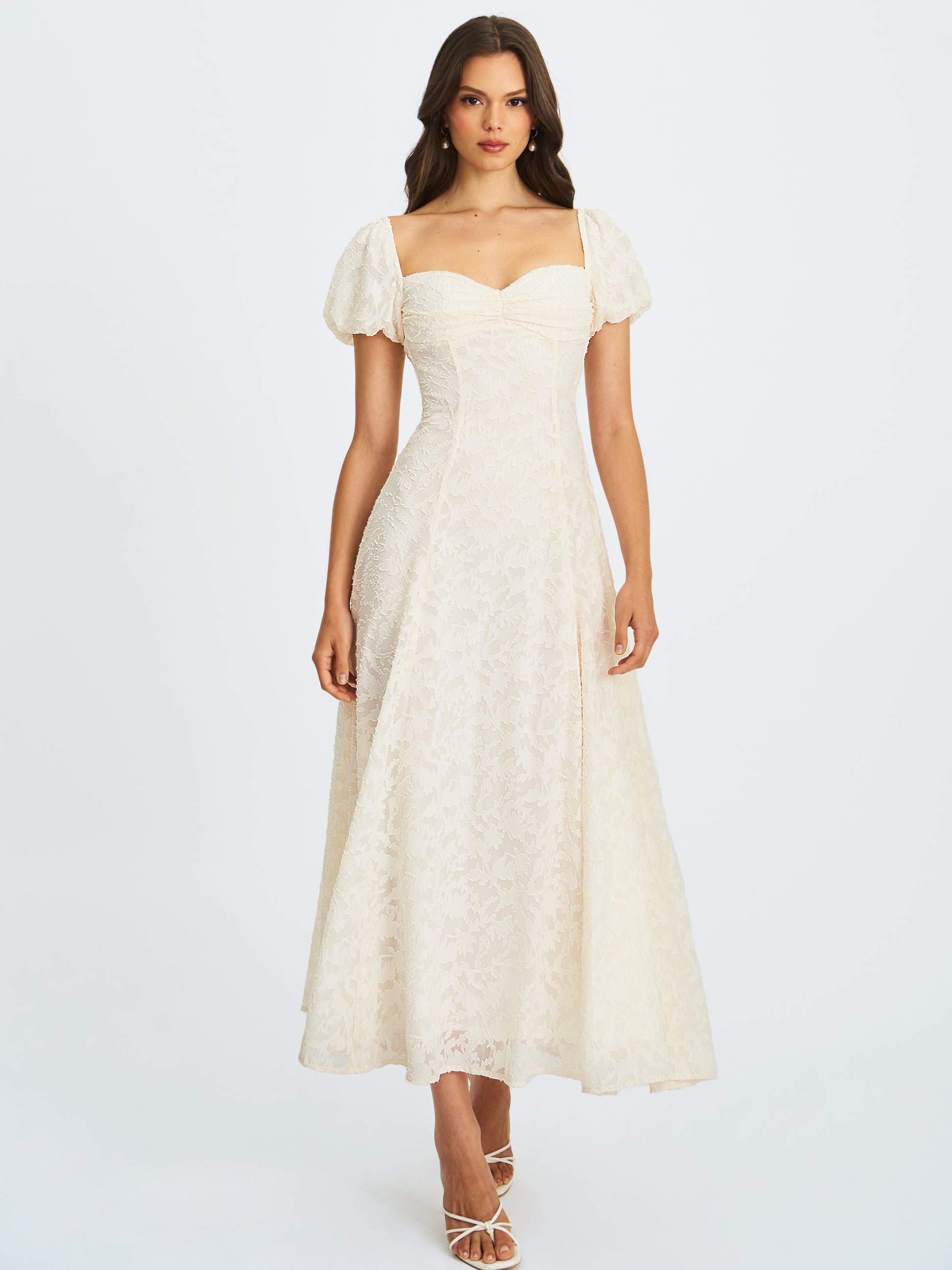 Pandora White Bubble Sleeve Backless Maxi Dress - HOUSE OF SHE