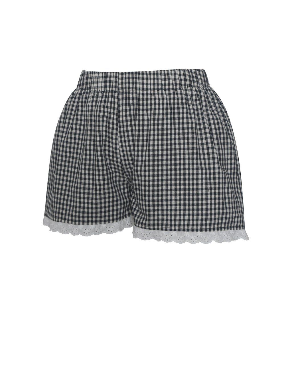 Qutayla Black Gingham Lace Trim Shorts - HOUSE OF SHE