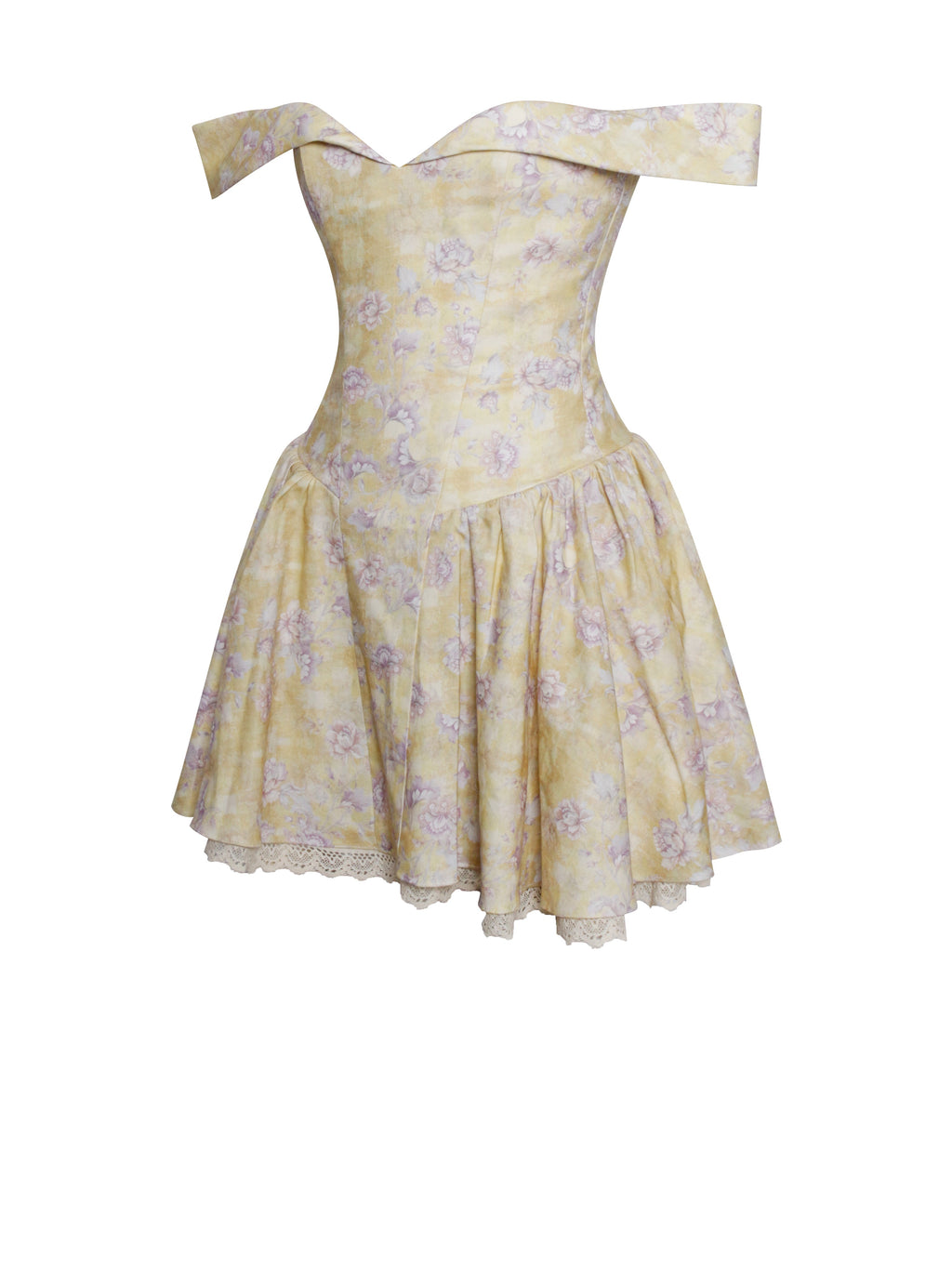 Oana Floral Print Linen Off Shoulder Mini Dress - HOUSE OF SHE