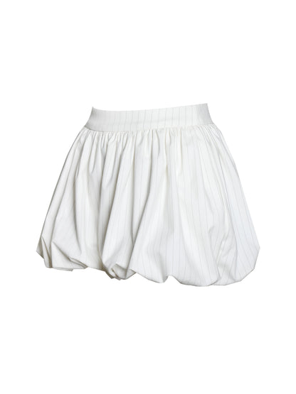 Sylvie White Pinstripe Bubble Shorts