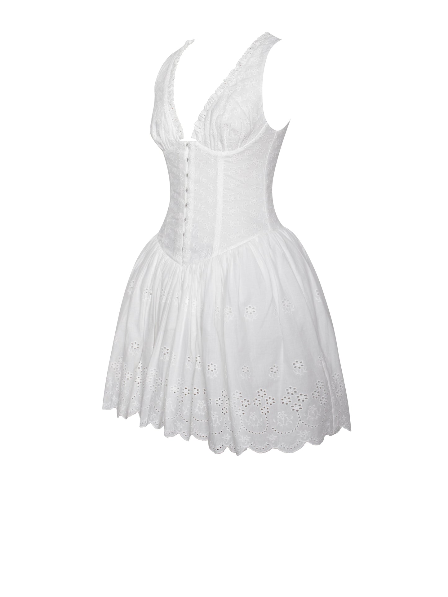 Aaliyah White Plunging Halter Drop Waist Mini Dress