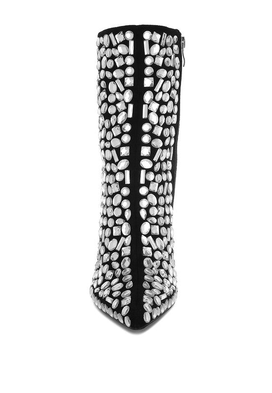 Trend Titan Diamante Slim Wedge Heel Boots  HOUSE OF SHE