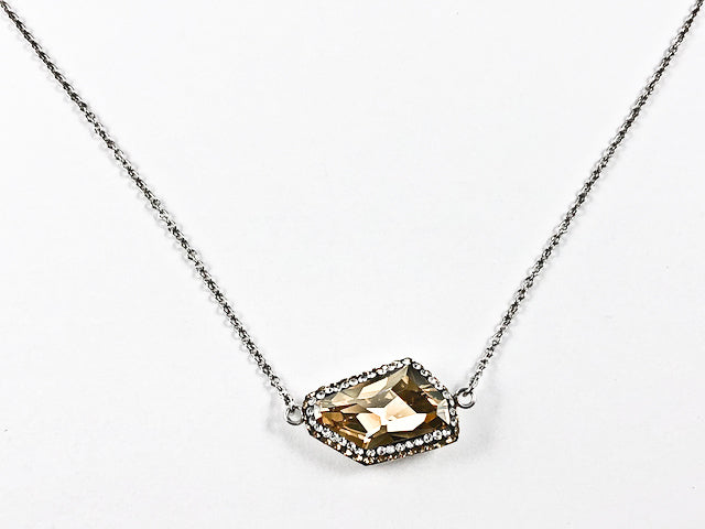 Unique Shape Topaz CZ Silver Necklace  HOUSE OF SHE
