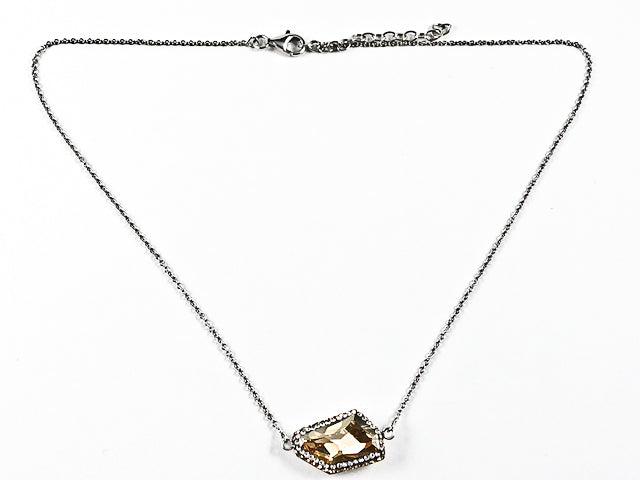 Unique Shape Topaz CZ Silver Necklace  HOUSE OF SHE