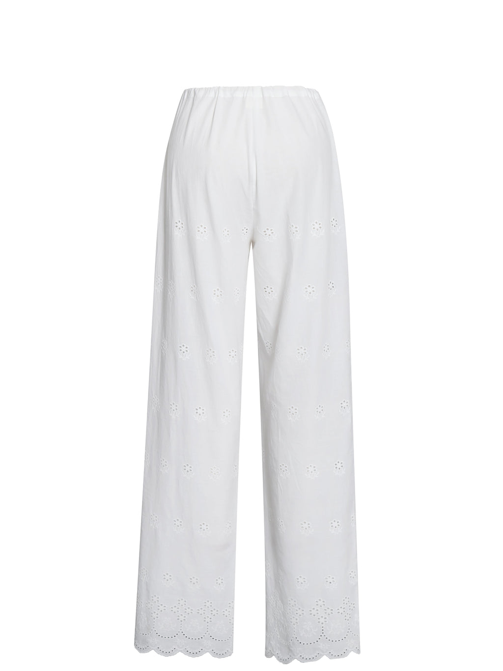 Raina White Cotton Eyelet Straight Pants - HOUSE OF SHE