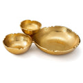 3 Cluster Decorative Bowls Bright Gold Brass Snack Tray Bowl Chip - HOUSE OF SHE