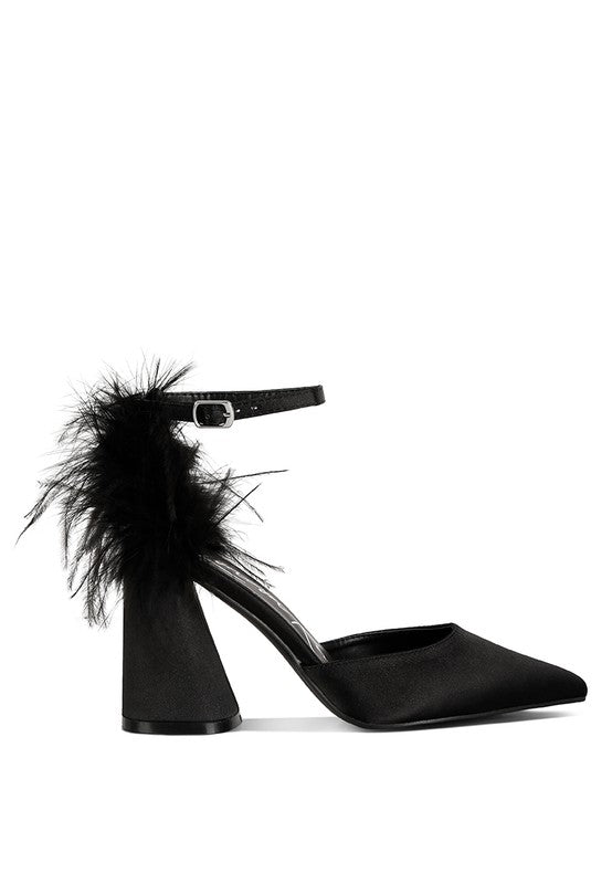 Palmetta Fur Detail Block Heel  HOUSE OF SHE