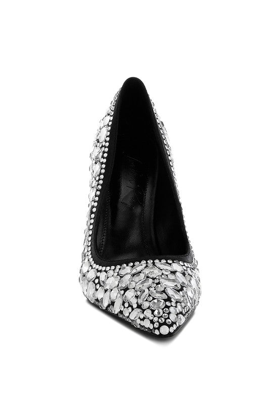 Iceout Diamante & Rhinestone Embellishments Pumps - HOUSE OF SHE