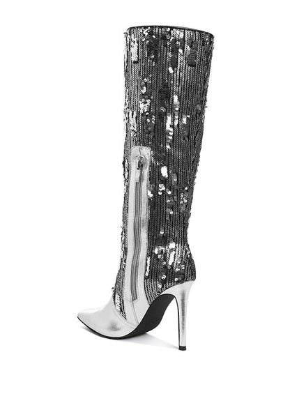 Sitarah Sequin Embellished Stiletto Long Boots  HOUSE OF SHE