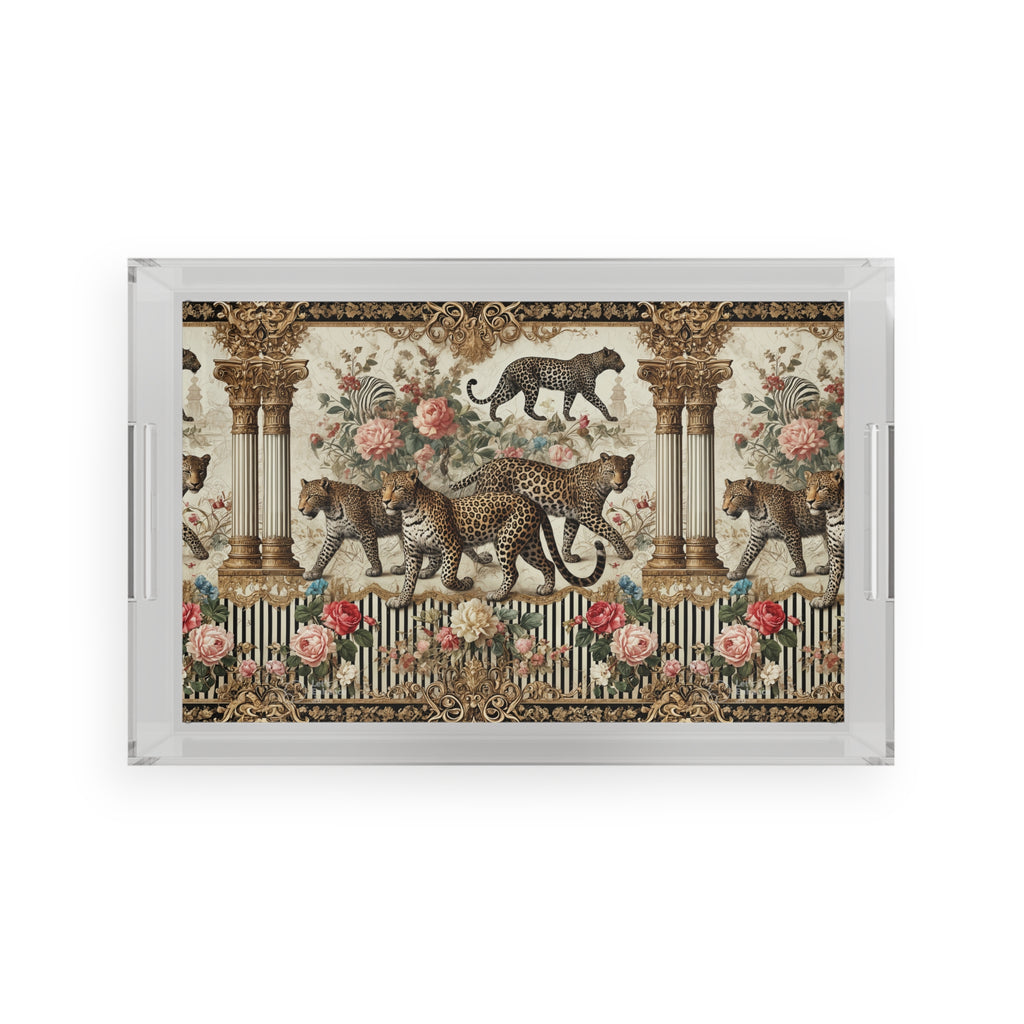 Elegant Leopard Acrylic Serving Tray - Chic Decorative Tray for Entertaining & Home Decor