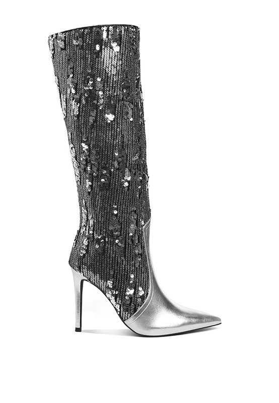 Sitarah Sequin Embellished Stiletto Long Boots  HOUSE OF SHE