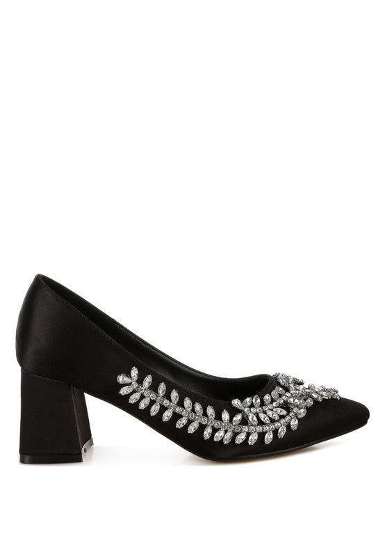 Abatina Satin Diamante Embellished Pumps  HOUSE OF SHE