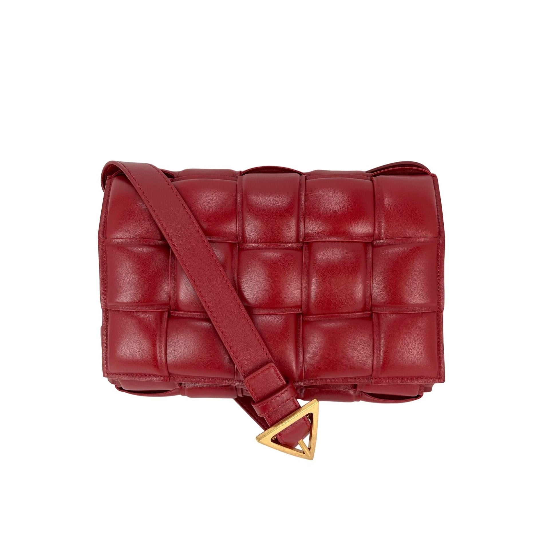 Bottega Veneta Red Nappa Maxi Intreccio Padded Cassette Crossbody Bag - HOUSE OF SHE