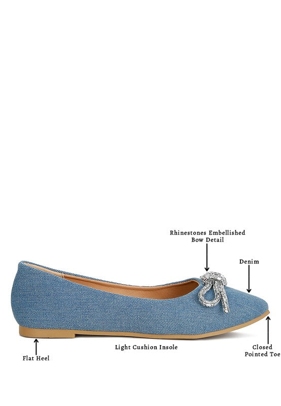 Ellerby Embellished Bow Detail Ballet Flats - HOUSE OF SHE