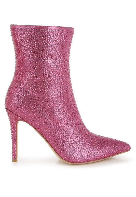 Anun Rhinestones Embellished High Ankle Boots  HOUSE OF SHE