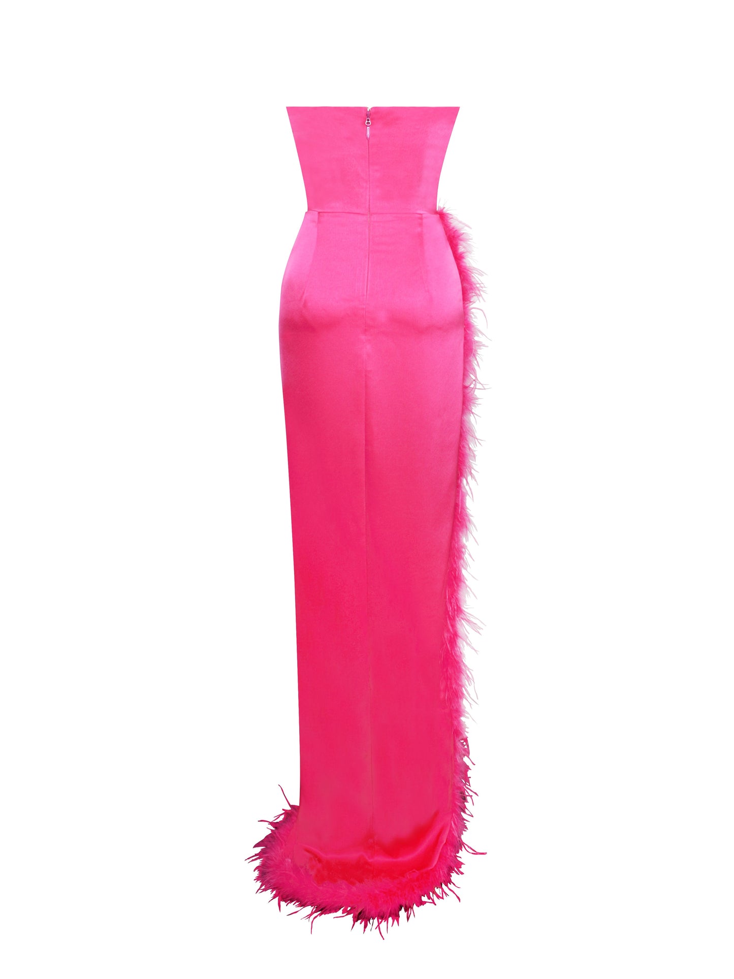 Rin Fuchsia Pink Feather Dress High Slit Gown