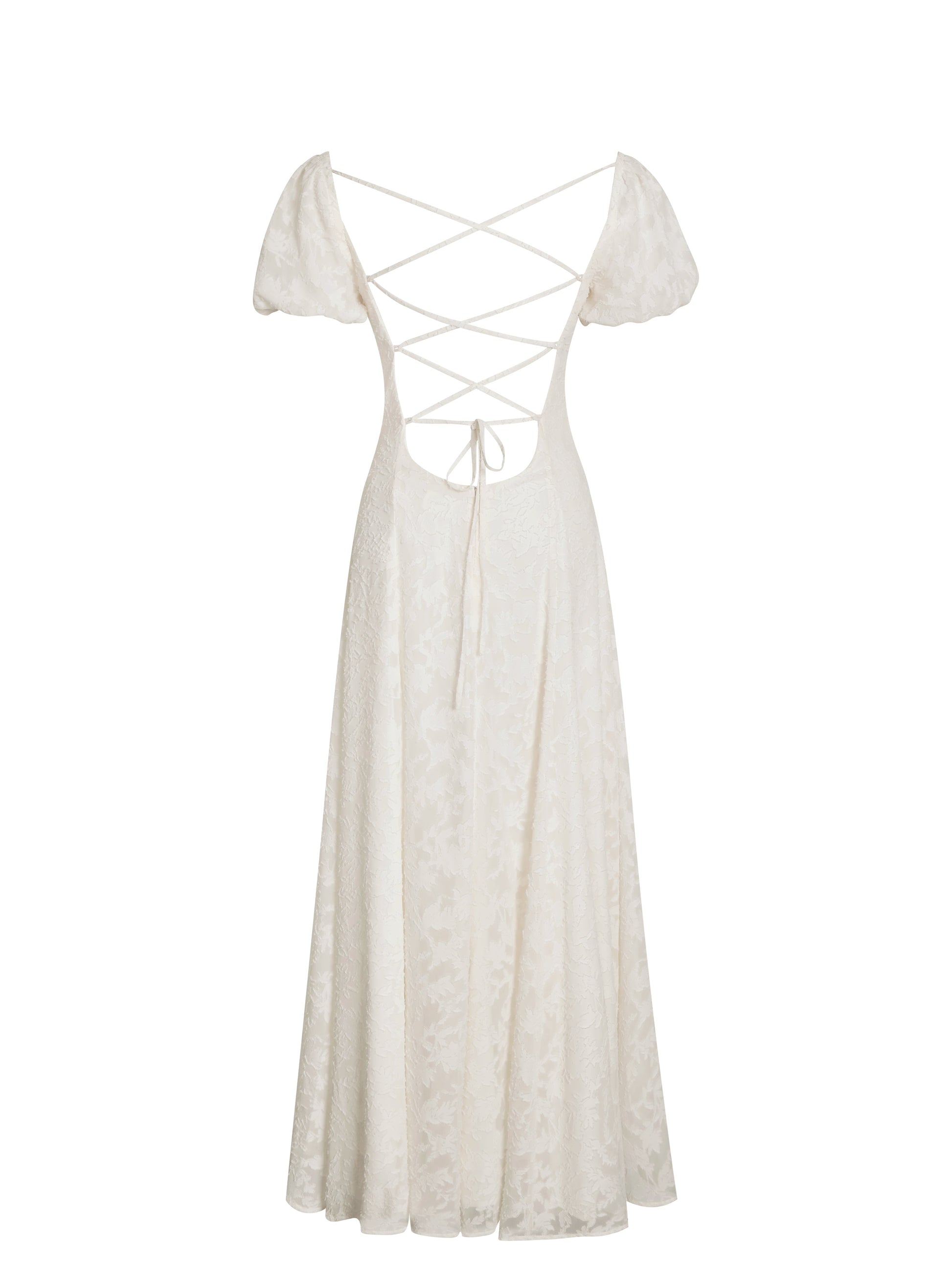 Pandora White Bubble Sleeve Backless Maxi Dress - HOUSE OF SHE