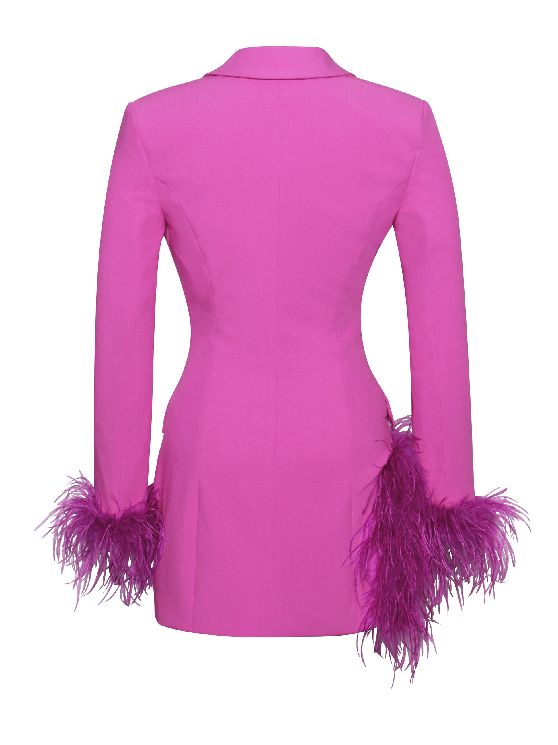 Madeline Fuchsia Feather Trim Blazer Dress  HOUSE OF SHE