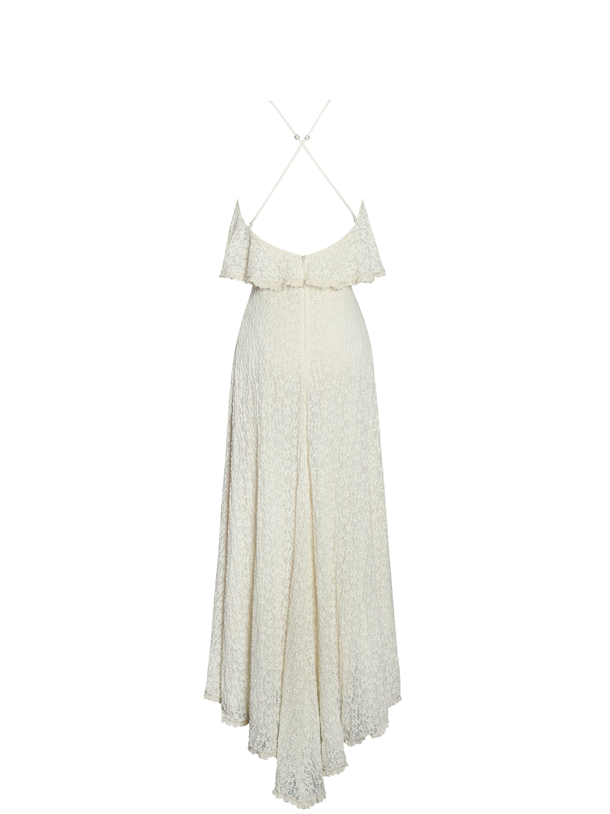 Idra Lace Trim Sleeveless Crochet Midi Trailing Dress - HOUSE OF SHE