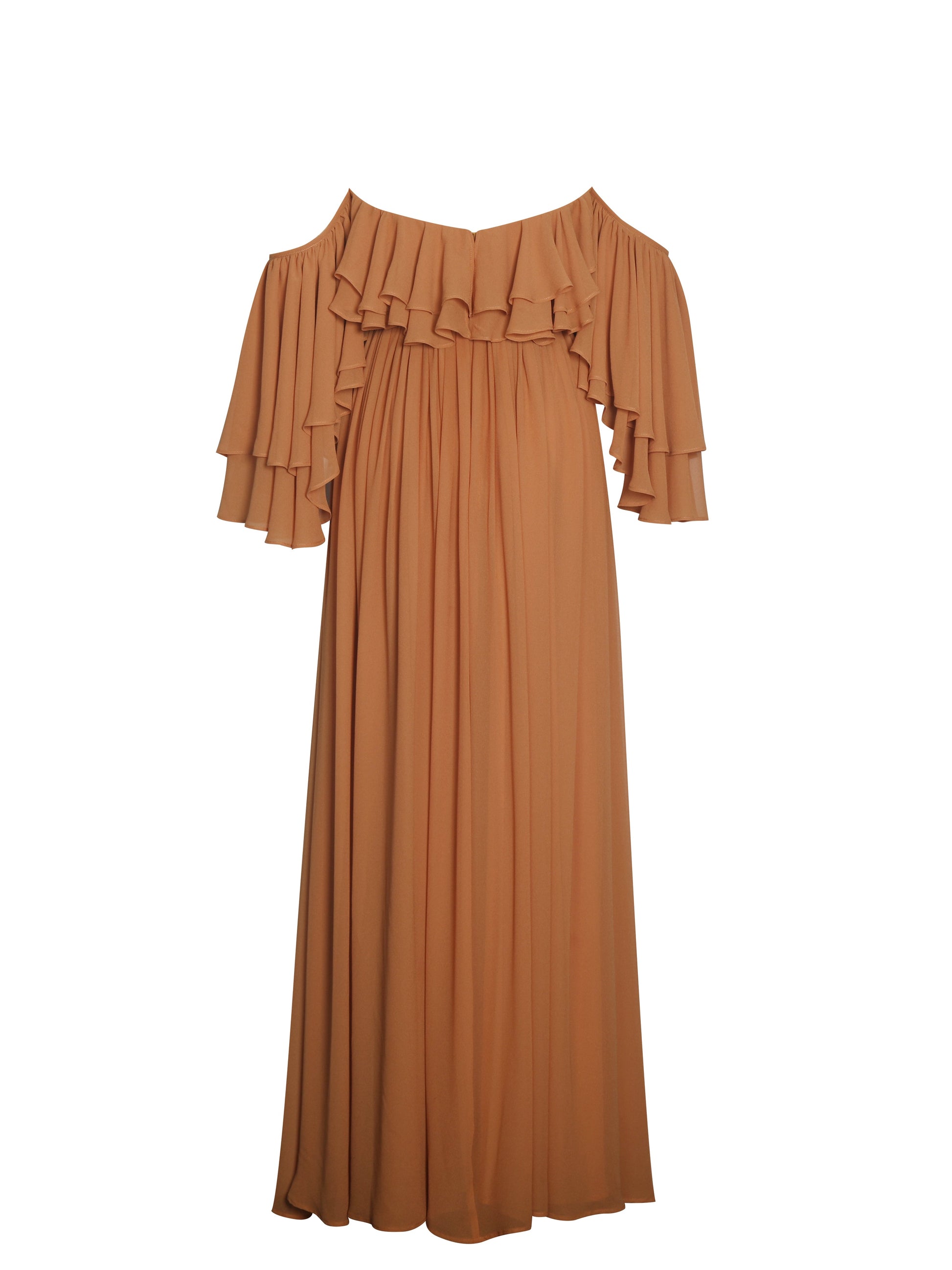 Kaela Brickwork Off Shoulder Chiffon Maxi Dress - HOUSE OF SHE