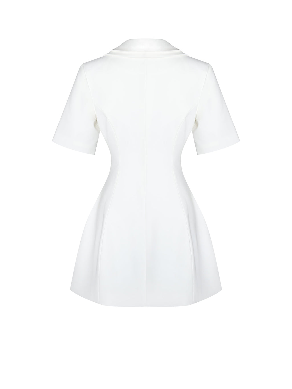 Madelina White Double Breast Satin Trim Blazer Dress - HOUSE OF SHE