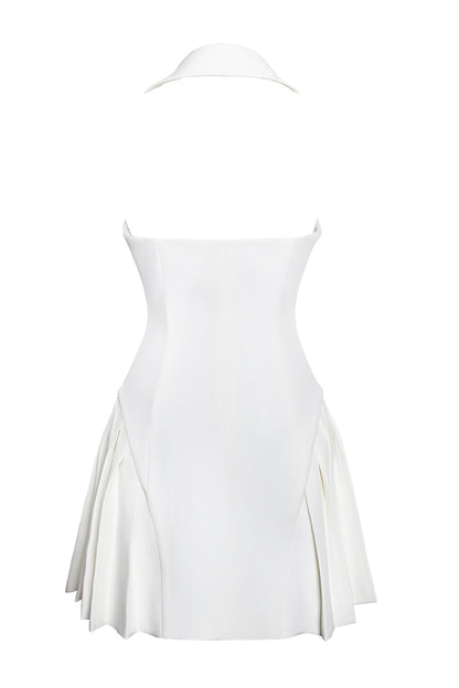 Reyna White Pleated Mini Blazer Dress