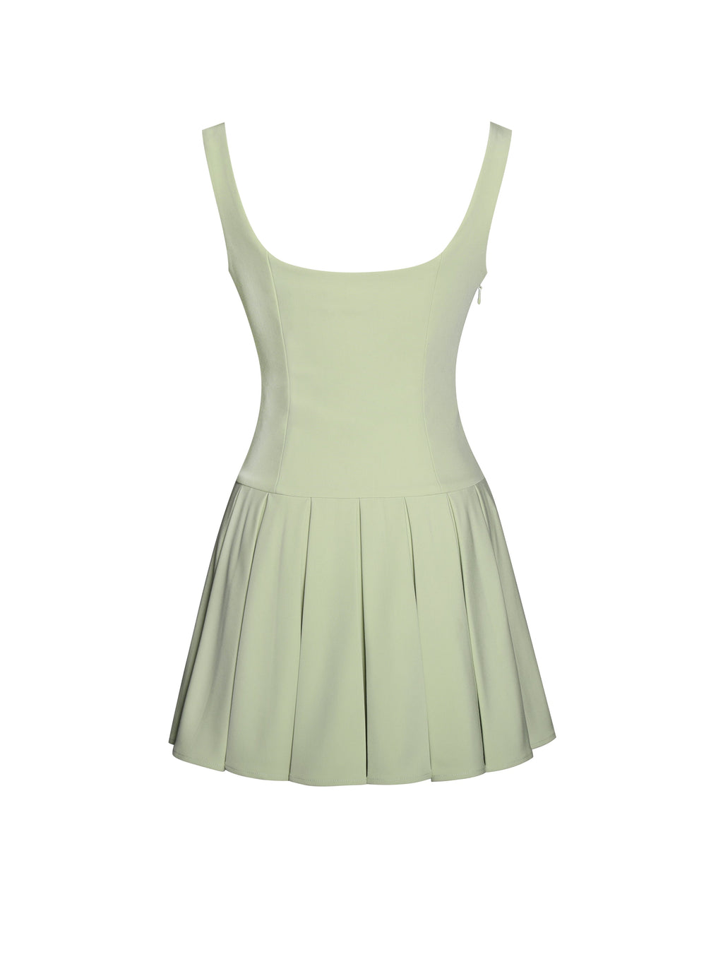 Tala Pistachio Green Sleeveless Pleated Preppy Mini Dress - HOUSE OF SHE