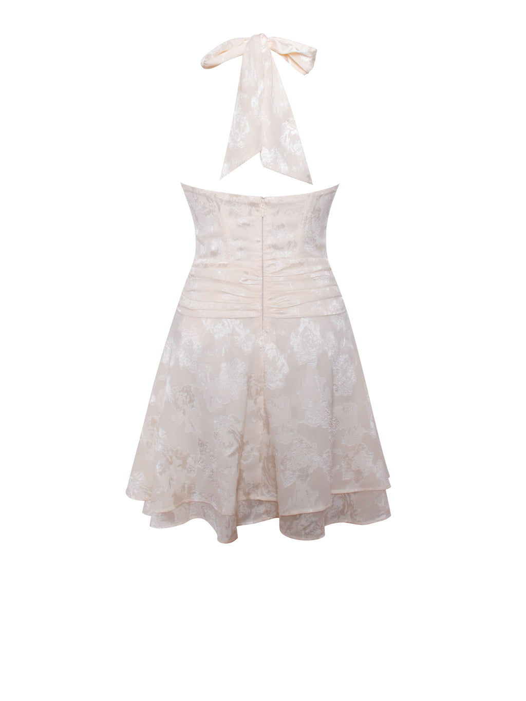Quintana Jacquard Textured Slit Halter Mini Dress - HOUSE OF SHE