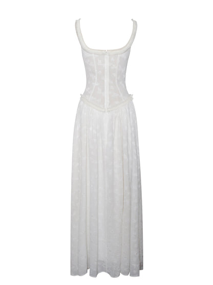 Lissa White High Slit Maxi Dress