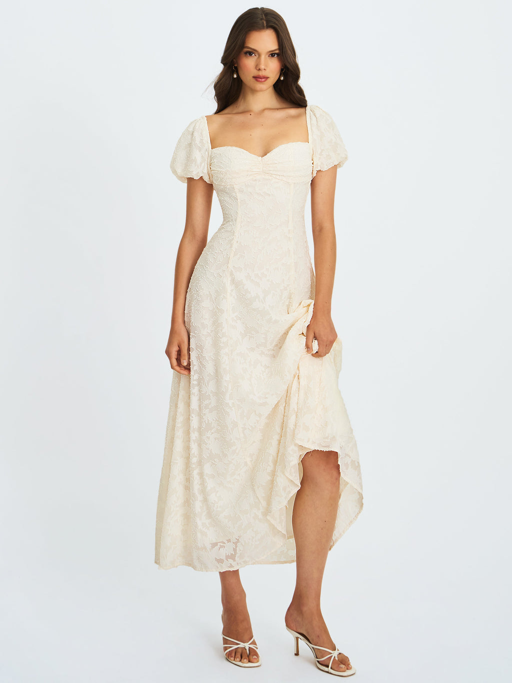 Pandora White Bubble Sleeve Backless Maxi Dress - HOUSE OF SHE