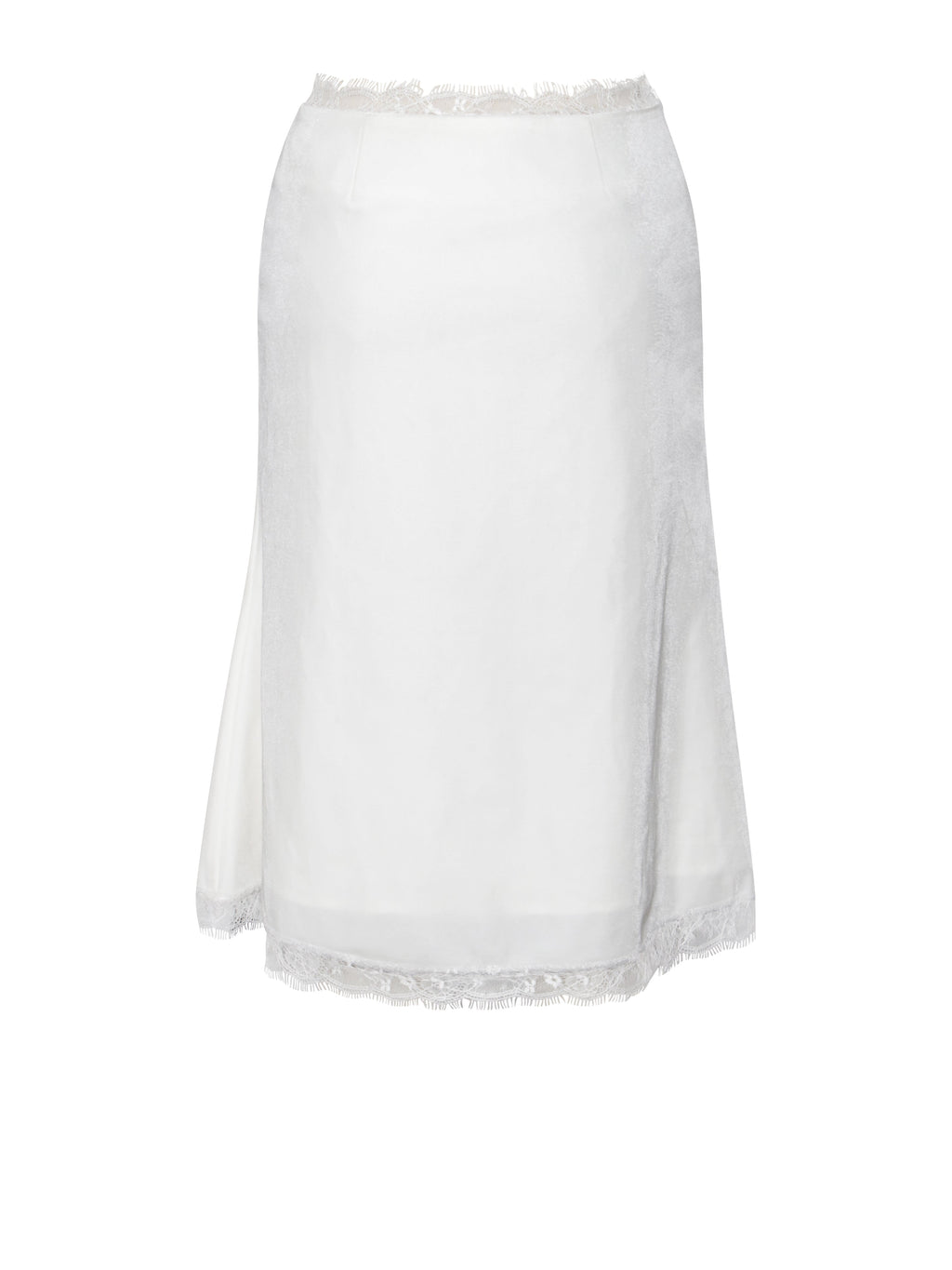 Lorraine White Velvet Skirt With Lace Trim  HOUSE OF SHE