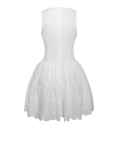 Aaliyah White Plunging Halter Drop Waist Mini Dress