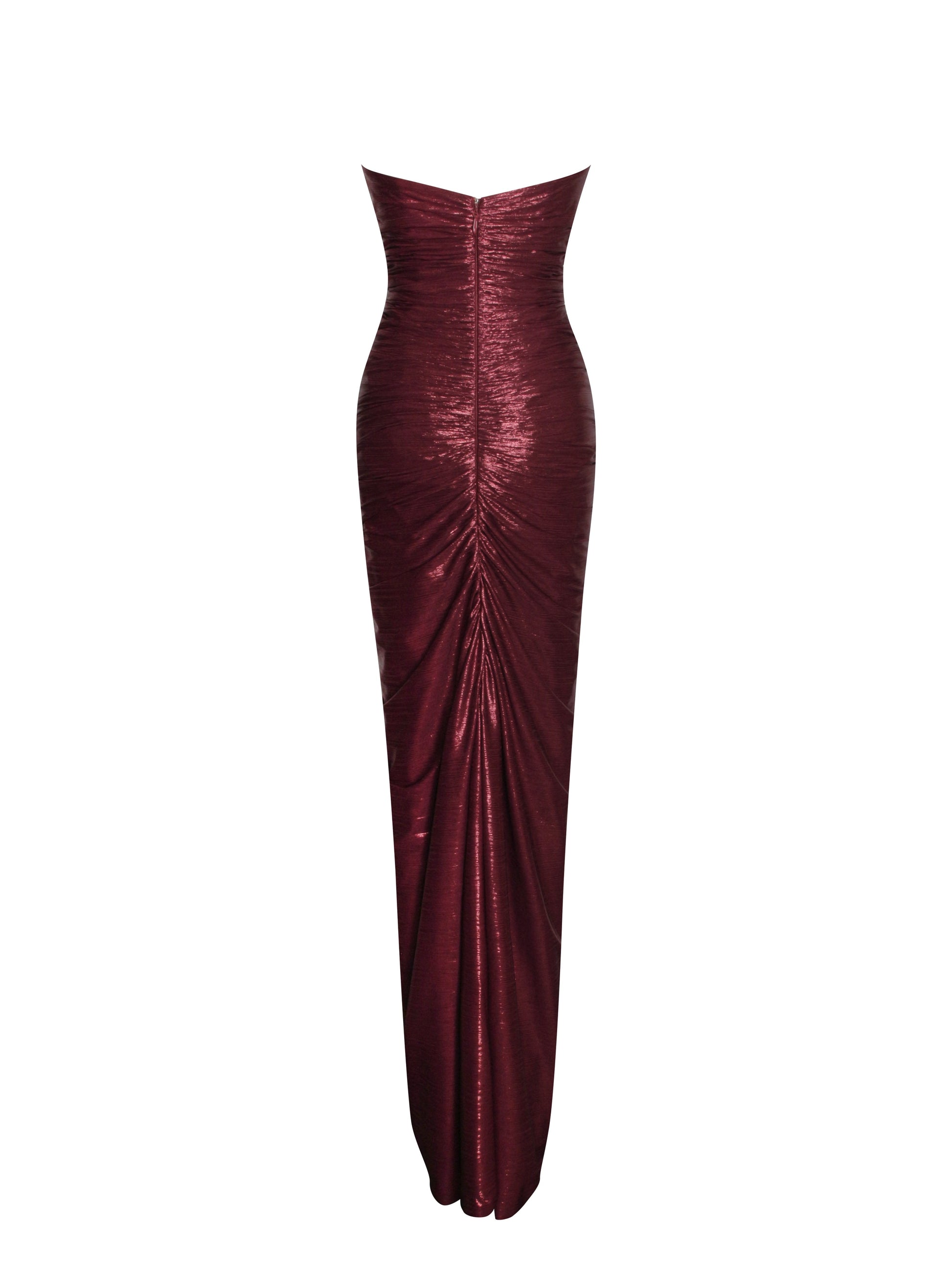 Sable Ruched Burgundy Glitter Mermaid Gown - HOUSE OF SHE