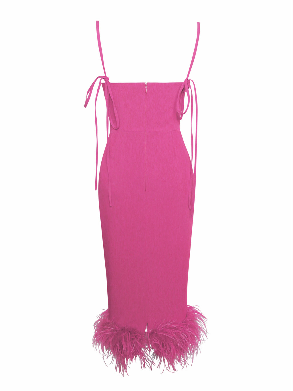 Fiona Fuchsia Feather Trim Bottom Maxi Dress  HOUSE OF SHE