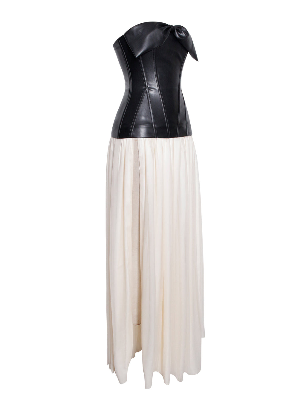 Mei Black Vegan Leather Corset Maxi Dress  HOUSE OF SHE